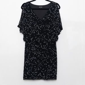 XSCAPE Black and White Beaded cocktail dress